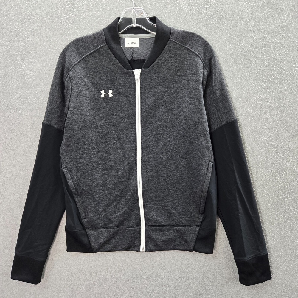 Under Armour Women Jacket Medium Gray Logo ColdGear Full Zip Long Sleeve